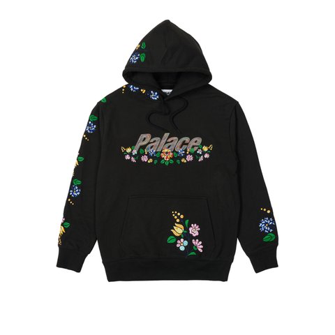 FLOWER STITCH HOOD BLACK