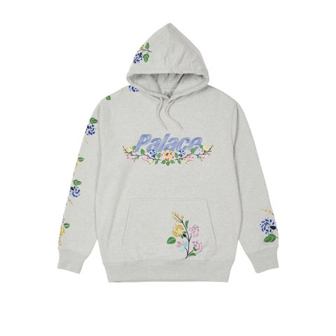 FLOWER STITCH HOOD GREY MARL