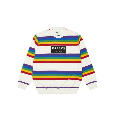 Palace RAINBOW STRIPE LONGSLEEVE WHITE - Colorway