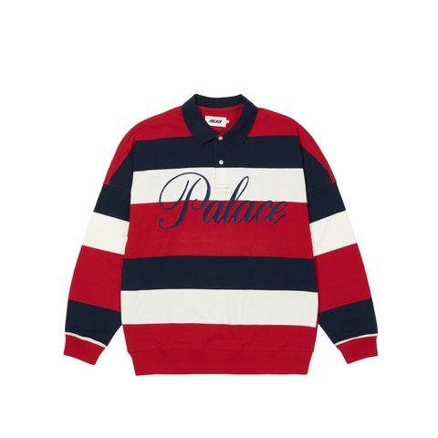 Palace CLASSIC STRIPE DROP SHOULDER POLO RED / NAVY / WHITE - Colorway