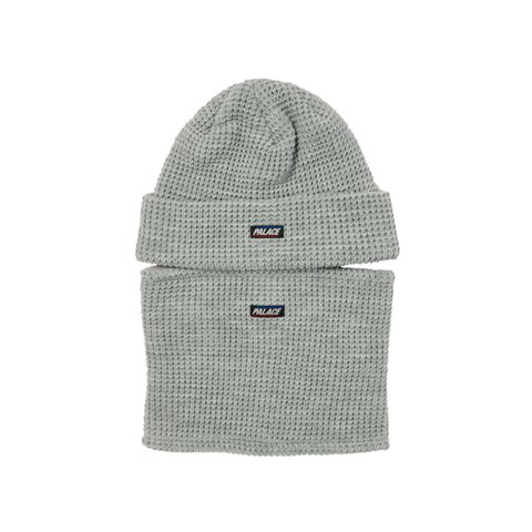 Palace ZIP OFF FACEMASK BEANIE LIGHT GREY MARL - Colorway
