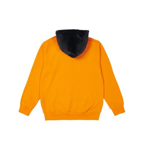 FAUX FUR HOOD ORANGE / BLUE