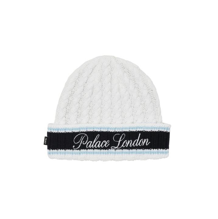 PALACE LONDON CABLE KNIT BEANIE WHITE