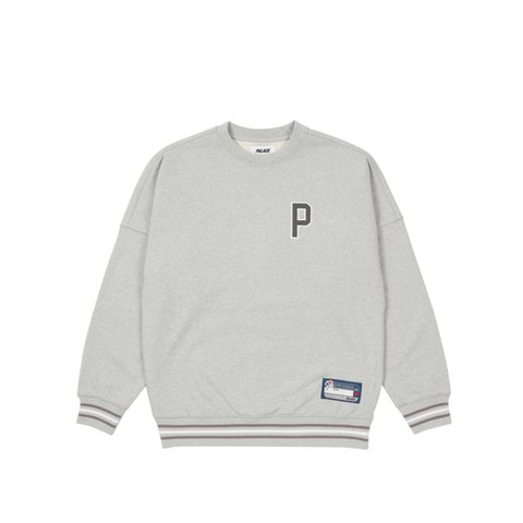 Palace DROP SHOULDER COLLEGE CREW GREY MARL - Colorway