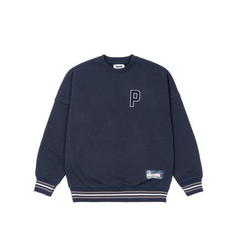 Palace DROP SHOULDER COLLEGE CREW NAVY - Colorway