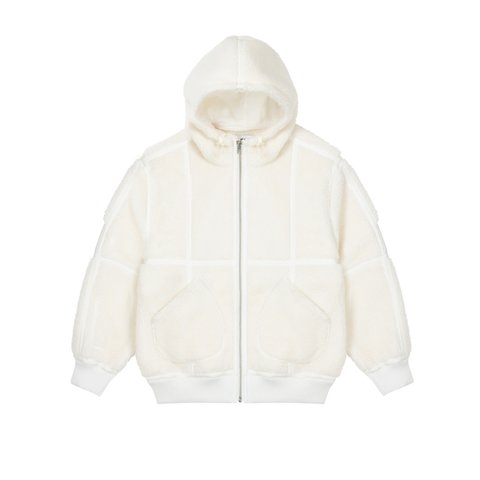 Palace SHERPA HOODED JACKET OFF WHITE - Colorway