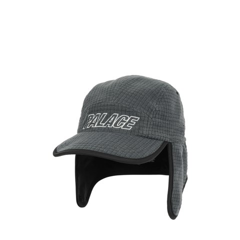 Palace GRID FLEECE REVERSIBLE EARFLAP HAT BLACK - Colorway