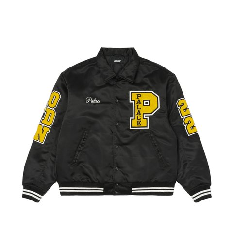 Palace SATIN VARSITY JACKET BLACK - Colorway