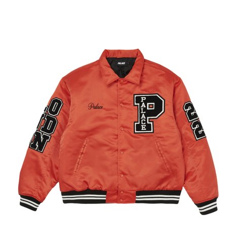 Palace SATIN VARSITY JACKET ORANGE - Colorway