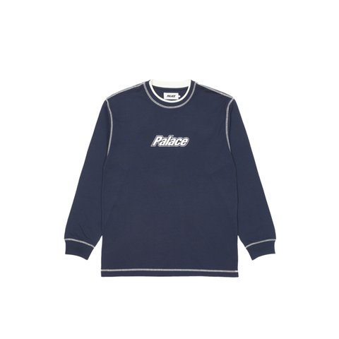 Palace DOUBLE COLLAR LONGSLEEVE TOP NAVY - Colorway