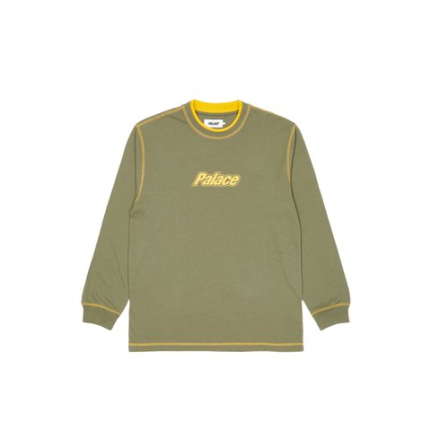 Palace DOUBLE COLLAR LONGSLEEVE TOP OLIVE - Colorway
