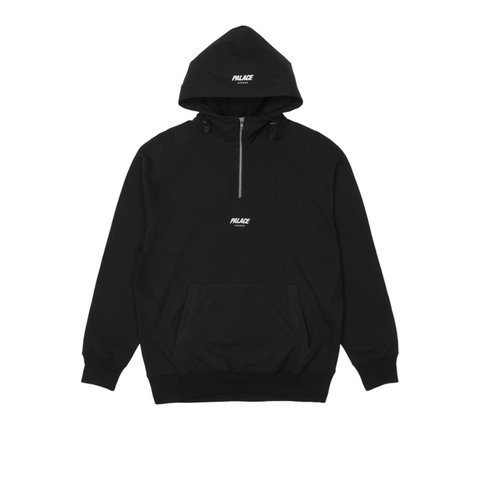 Palace 1/4 ZIP COTTON PANEL HOOD BLACK - Colorway