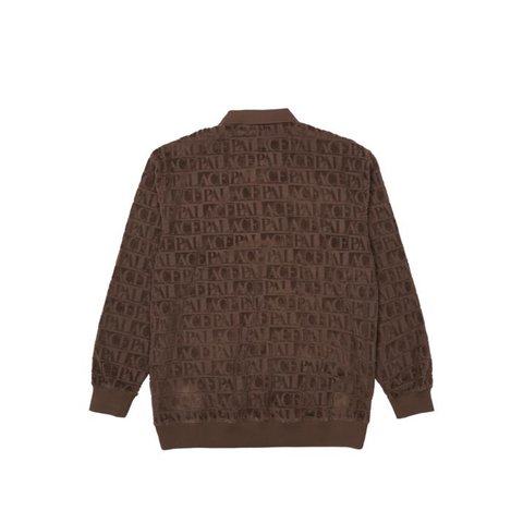 Palace DOMINO JACQUARD 1/4 ZIP POLO CREW BROWN