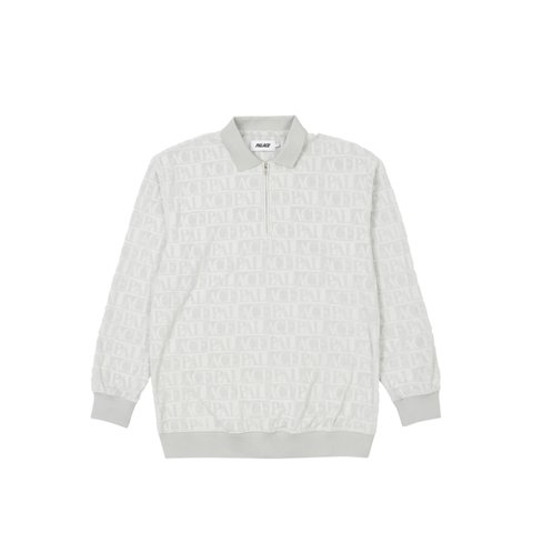Palace DOMINO JACQUARD 1/4 ZIP POLO CREW GREY - Colorway