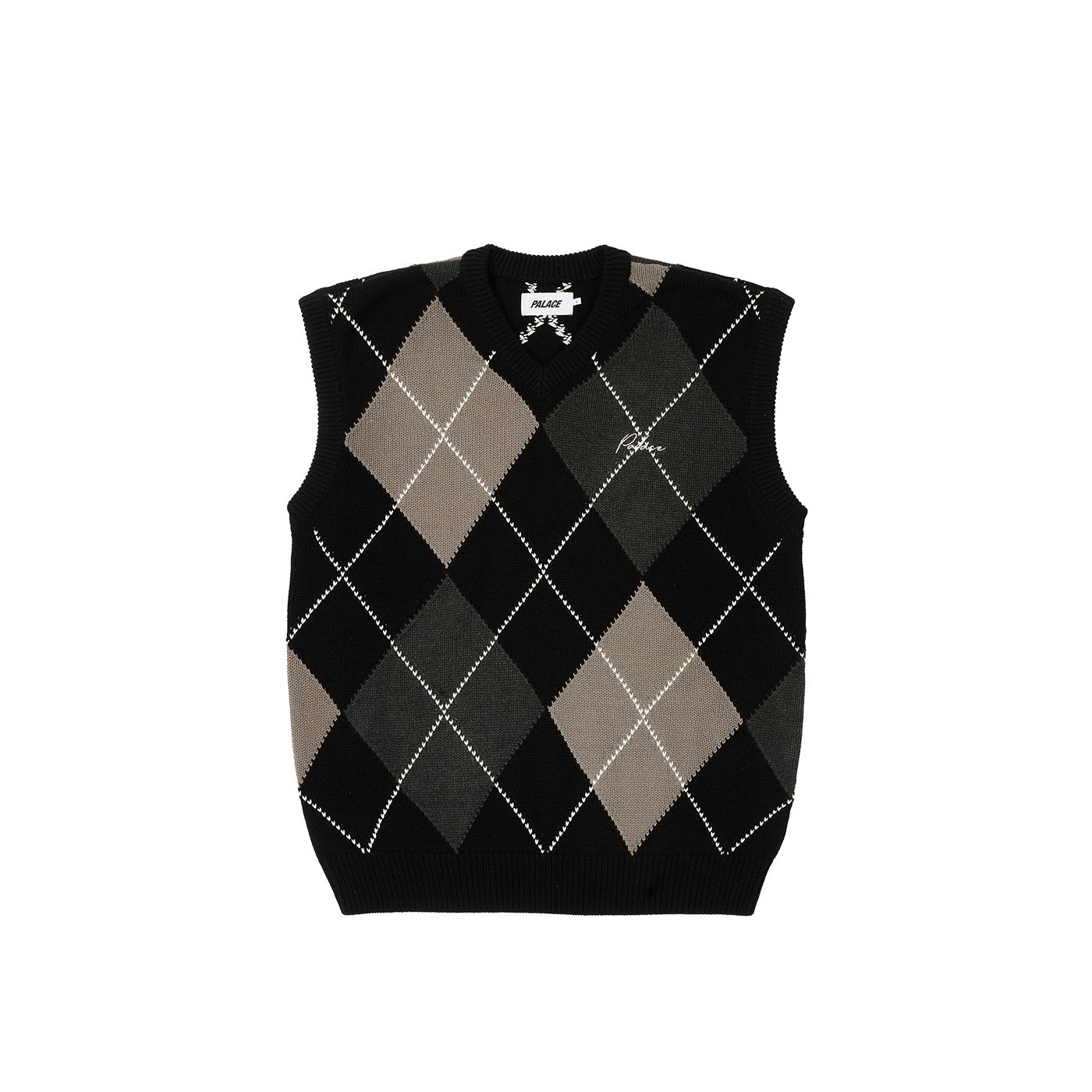 ARGYLE KNIT VEST BLACK / GREY