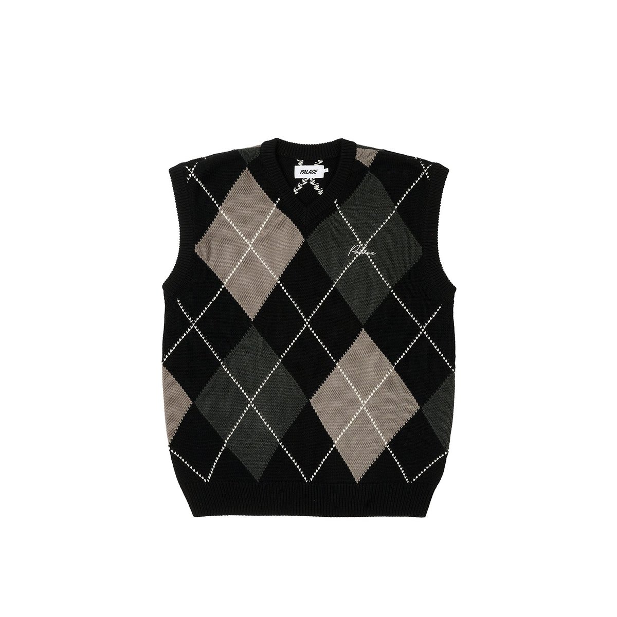 Palace ARGYLE KNIT VEST BLACK / GREY (Winter 2023) - $158.00