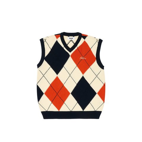 Palace ARGYLE KNIT VEST NAVY / ORANGE - $158.00