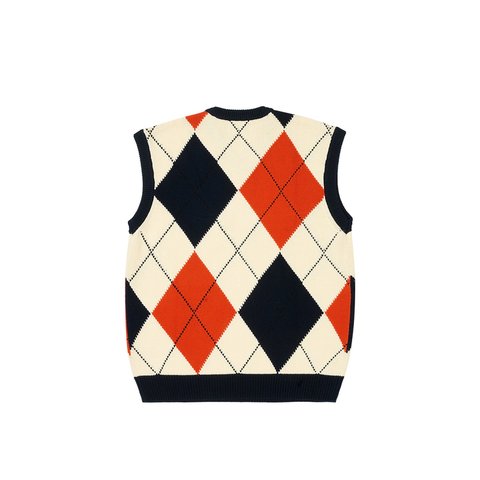 Palace ARGYLE KNIT VEST NAVY / ORANGE - Colorway
