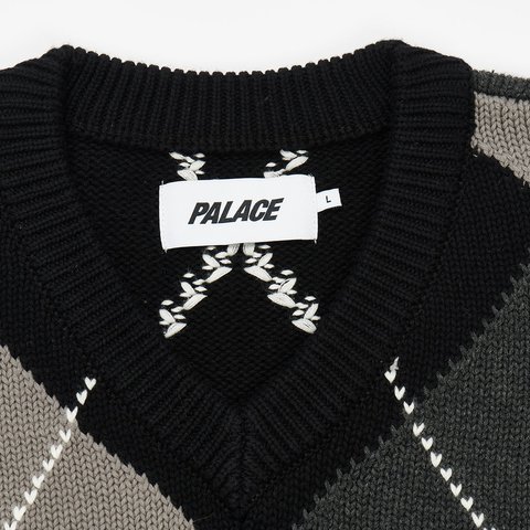 Palace ARGYLE KNIT VEST BLACK / GREY - Colorway