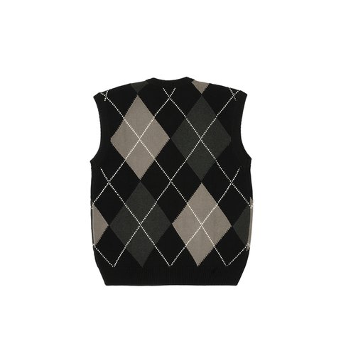 Palace ARGYLE KNIT VEST BLACK / GREY - Colorway