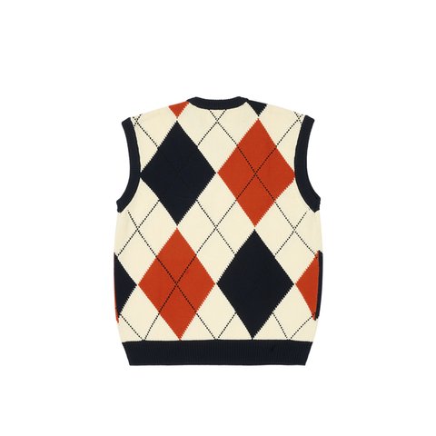 Palace ARGYLE KNIT VEST NAVY / ORANGE - Colorway