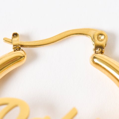 Palace PALACE SCRIPT HOOP EARRINGS GOLD PLATED - Colorway