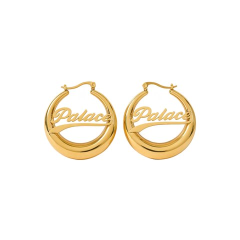 Palace PALACE SCRIPT HOOP EARRINGS GOLD PLATED - Colorway