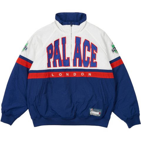 Palace BREAKOUT HALF ZIP BOMBER WHITE / NAVY - $268.00