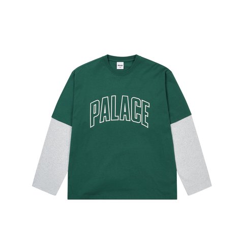 Palace SURPRISINGLY LONGSLEEVE RACEY GREEN / GREY MARL - Colorway