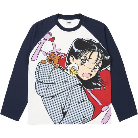 Palace REAR VIEW RAGLAN LONGSLEEVE NAVY / MULTI - $88.00