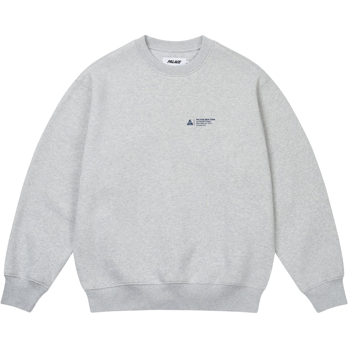 Palace SHOP LOCATOR CREW GREY MARL (Winter 2025) - €128.00