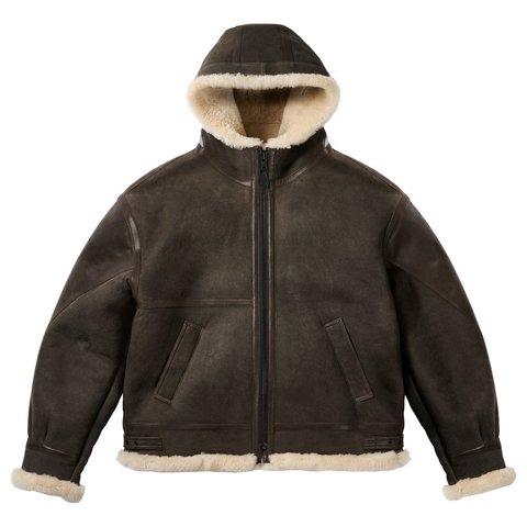 Palace SHEEPSKIN FLYING JACKET BROWN - Style 9