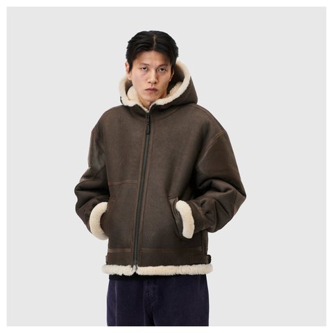 Palace SHEEPSKIN FLYING JACKET BROWN - Style 9