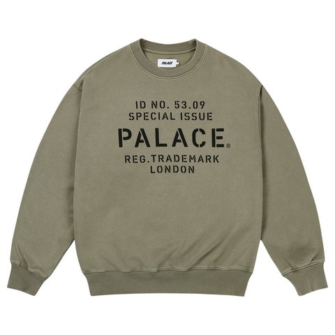 Palace STENCIL CREW ARMY OLIVE - Style 4