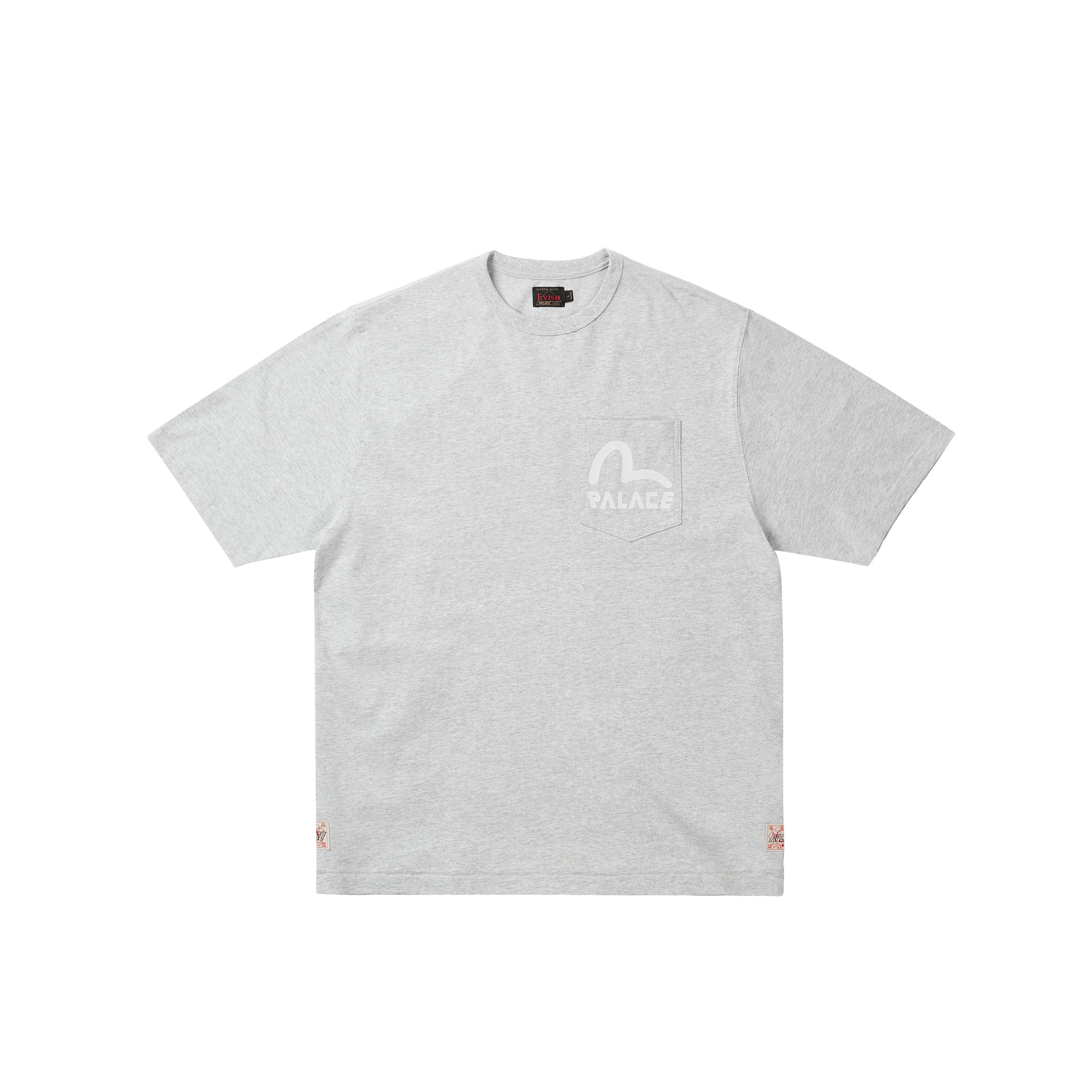 PALACE EVISU HEAVY WASH T SHIRT GREY MARL
