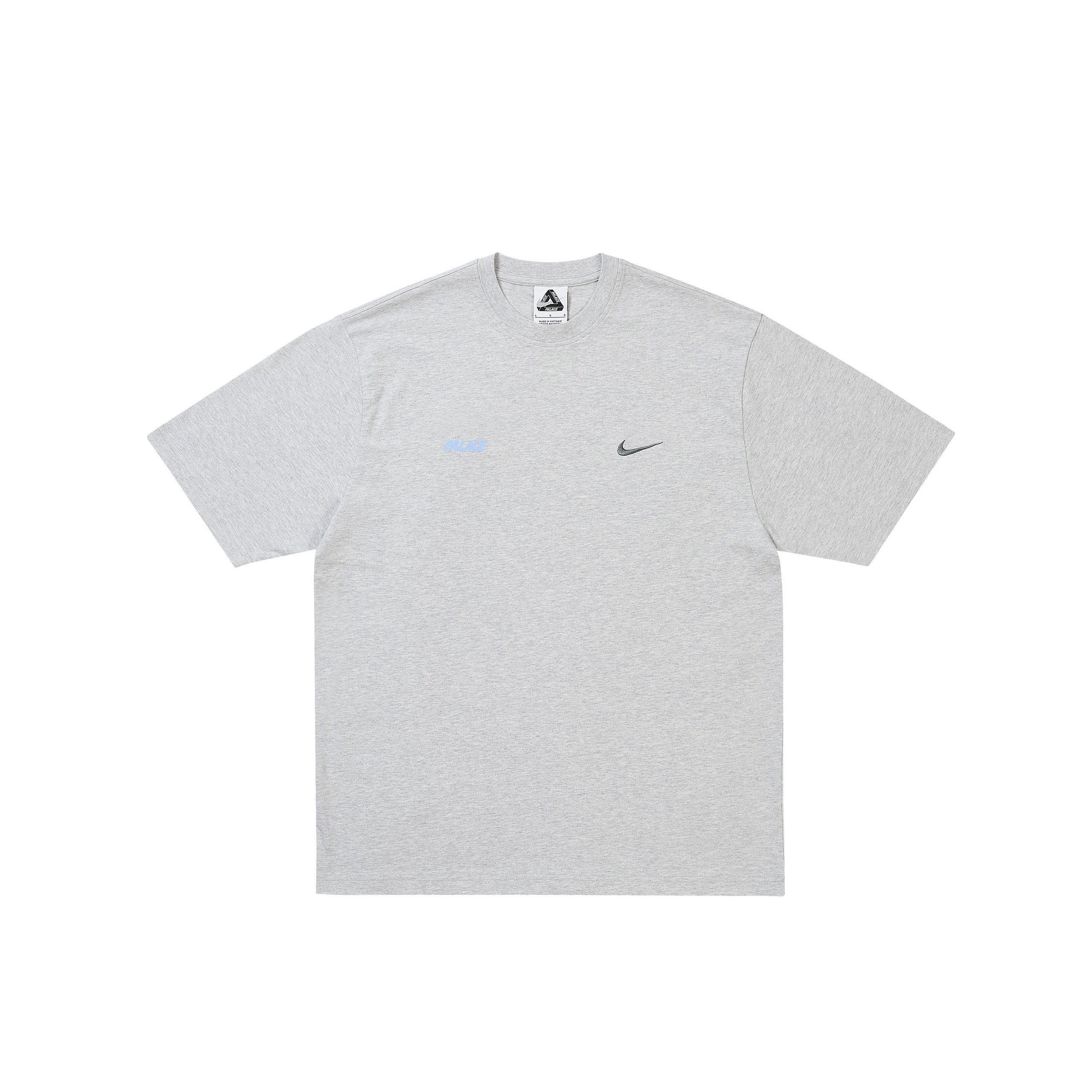 PALACE NIKE FONT SWOOSH T SHIRT GREY MARL