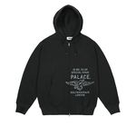 DOVE STAMP WAFFLE ZIP HOOD BLACK