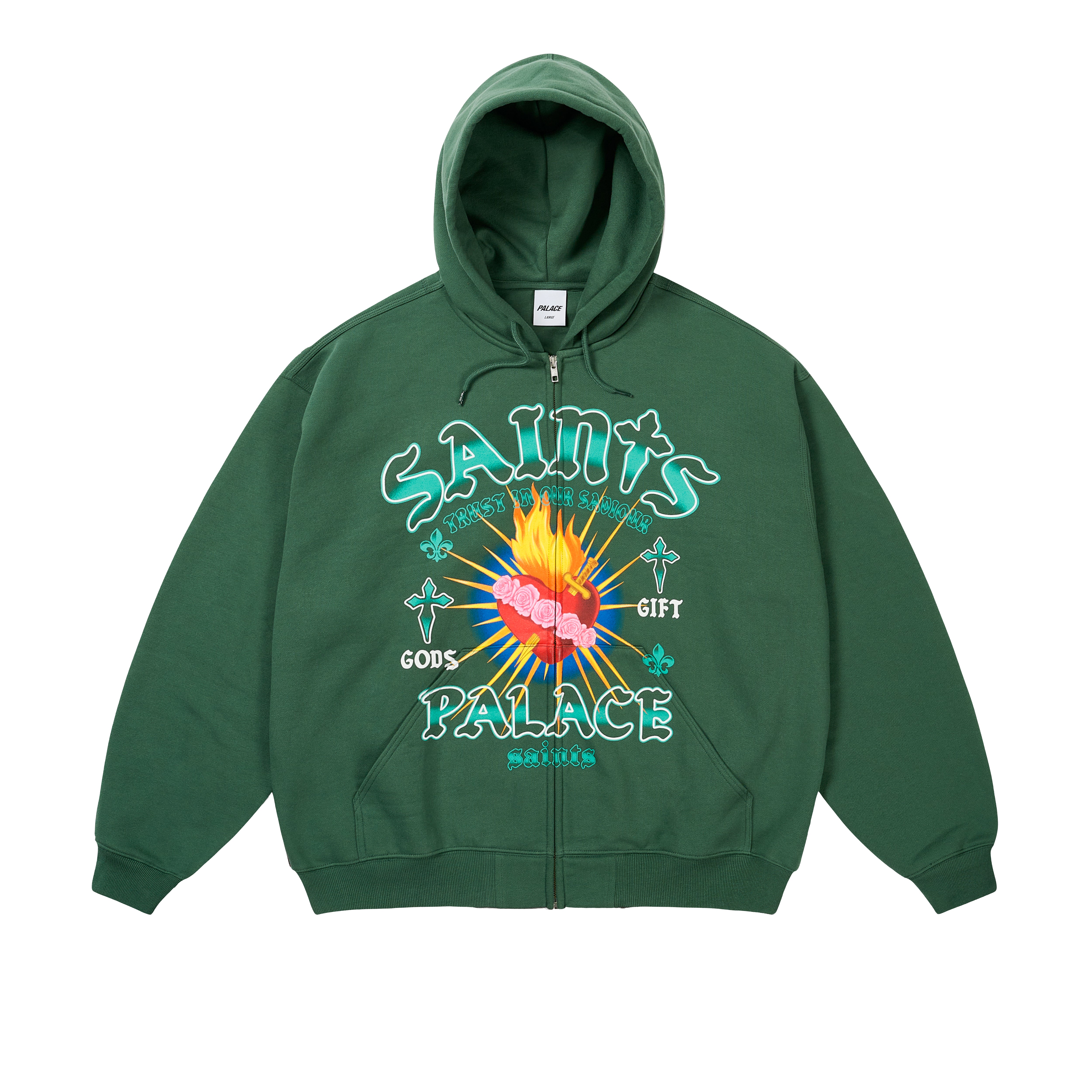 GODS GIFT ZIP HOOD RACEY GREEN