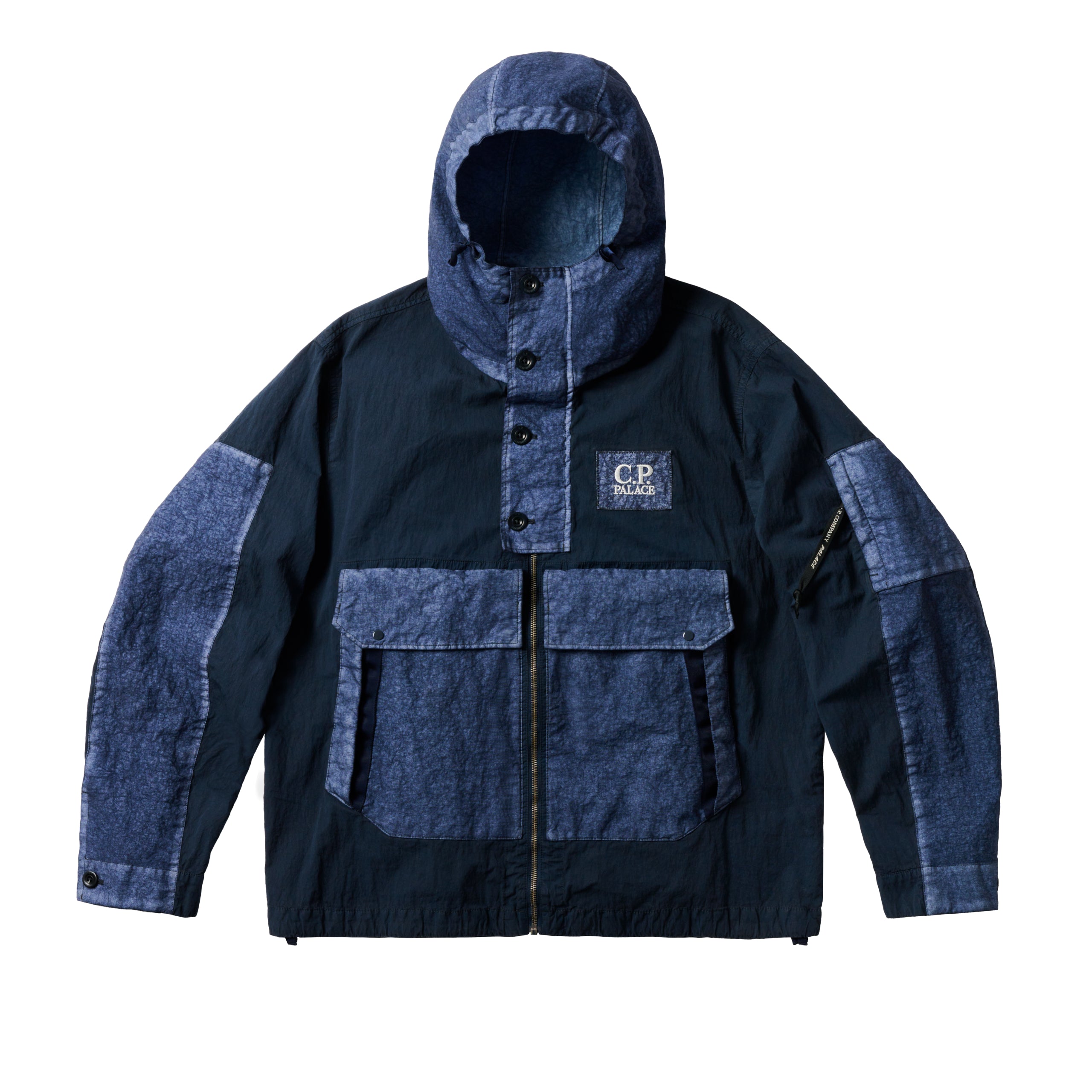 PALACE C.P. COMPANY 50 FILI HEAVY MIXED HOODED JACKET NAVY