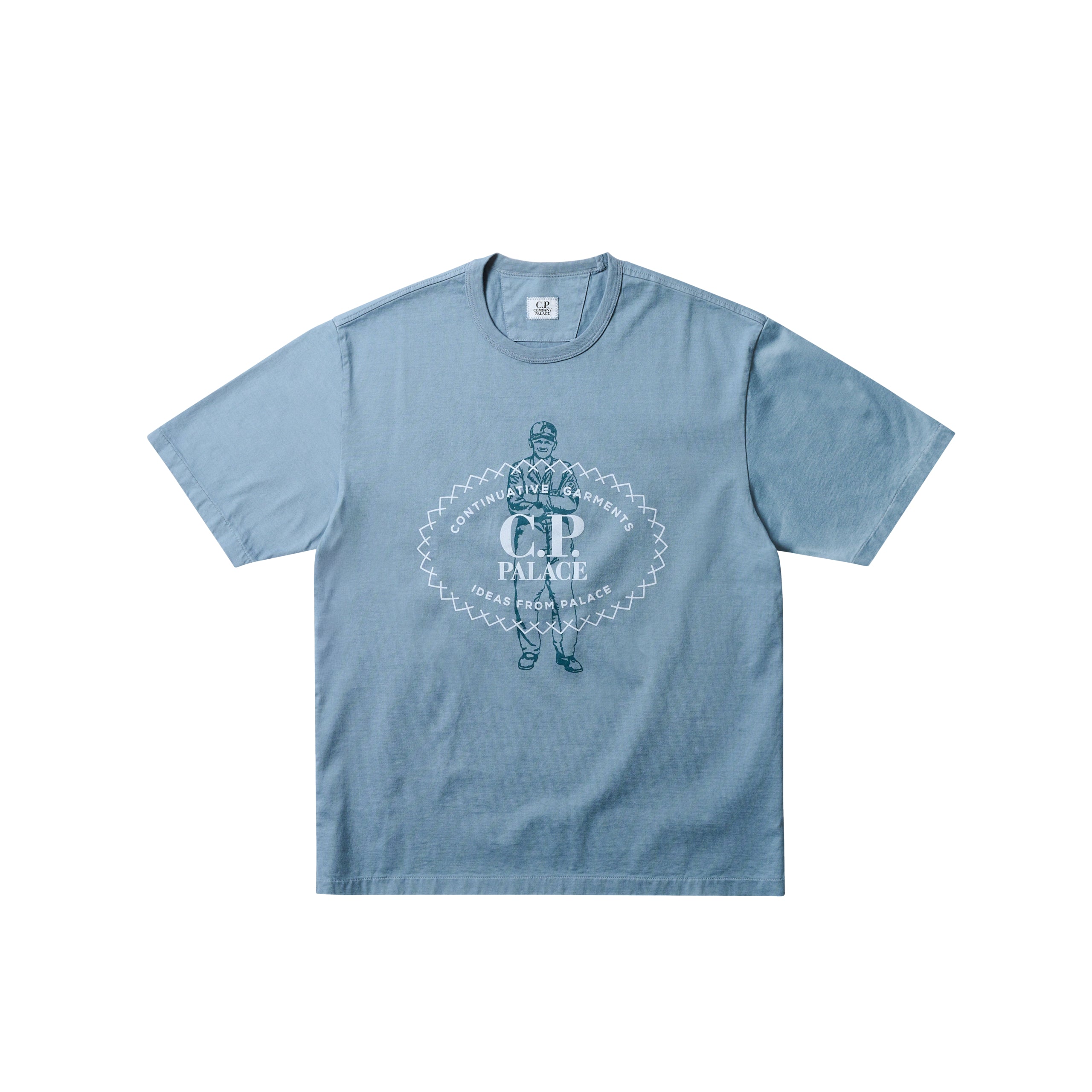 PALACE C.P. COMPANY MERCERIZED JERSEY 30/2 TWISTED T-SHIRT BLUE