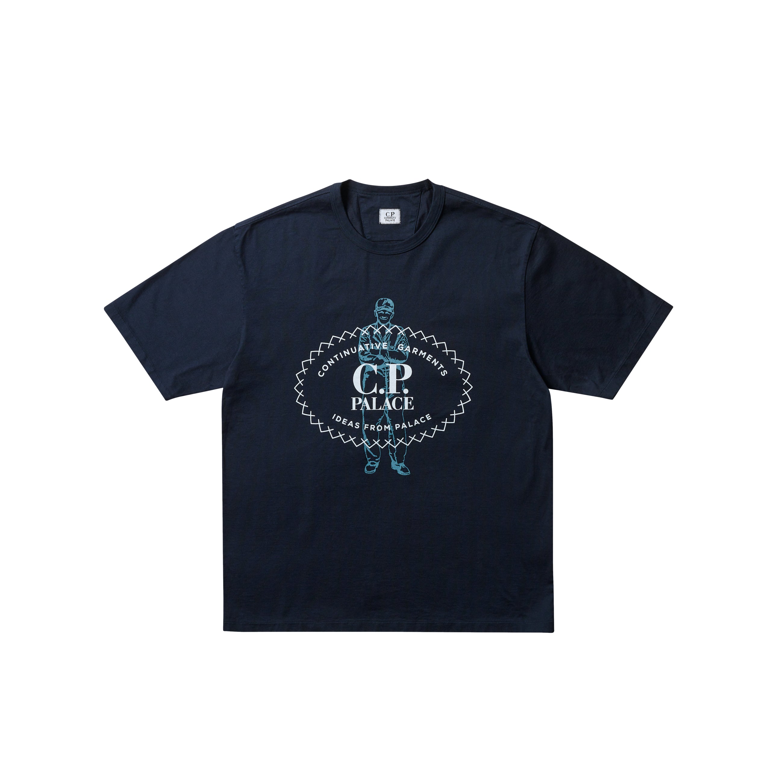 PALACE C.P. COMPANY MERCERIZED JERSEY 30/2 TWISTED T-SHIRT NAVY