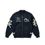 PALACE EVISU ZIP THROUGH CHUNKY KNIT INDIGO