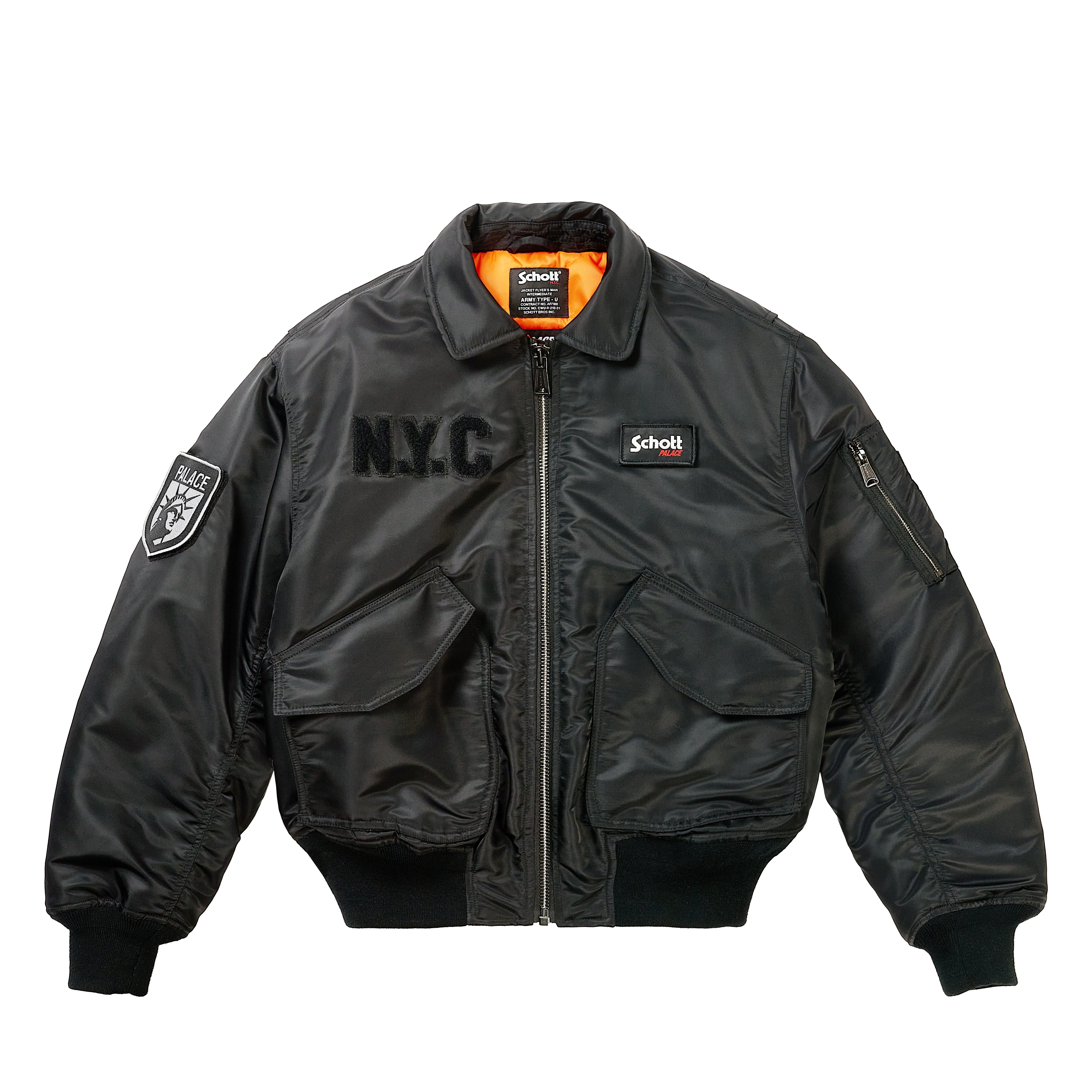 PALACE SCHOTT CWU 90'S FIT BOMBER JACKET BLACK