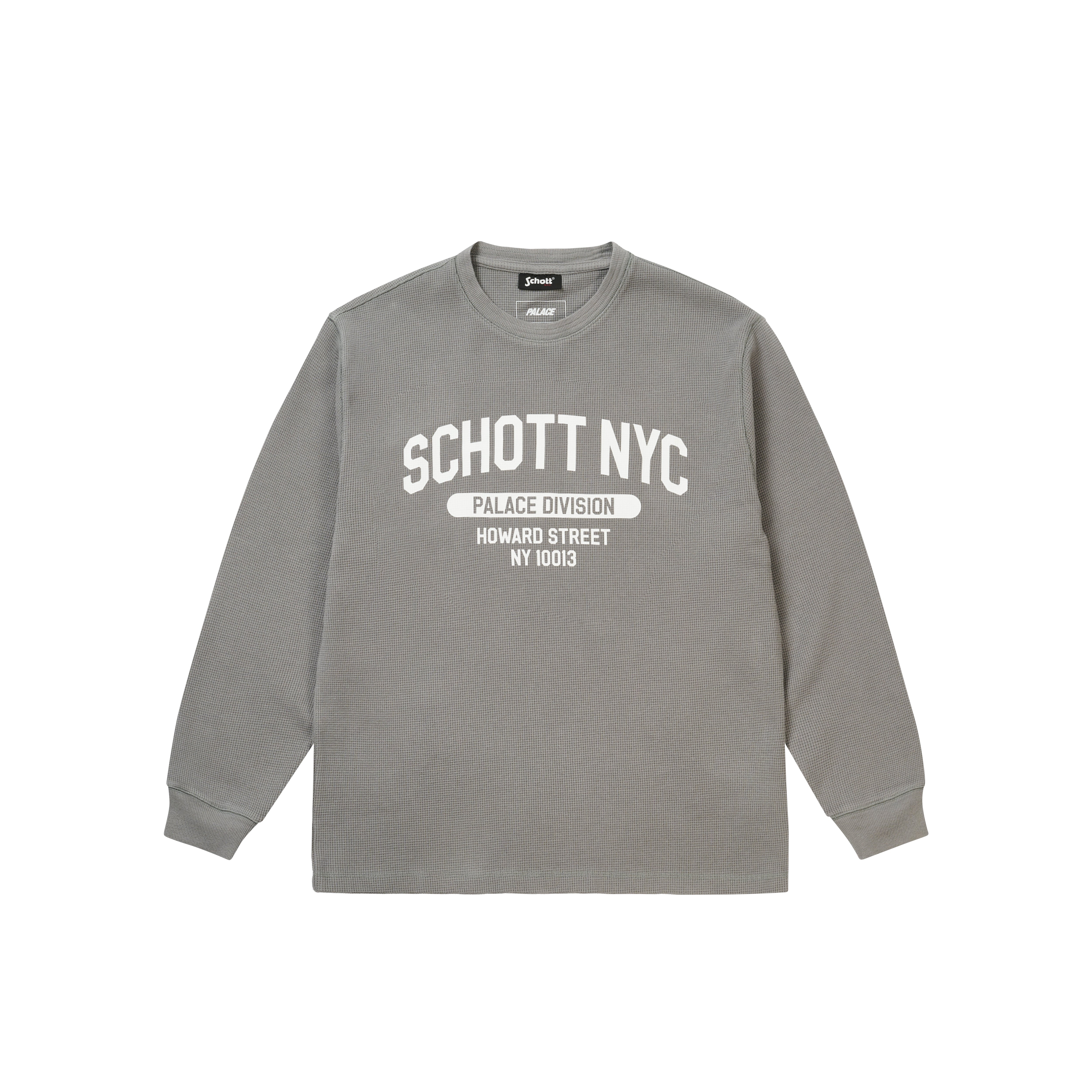 PALACE SCHOTT WAFFLE LONGSLEEVE GREY