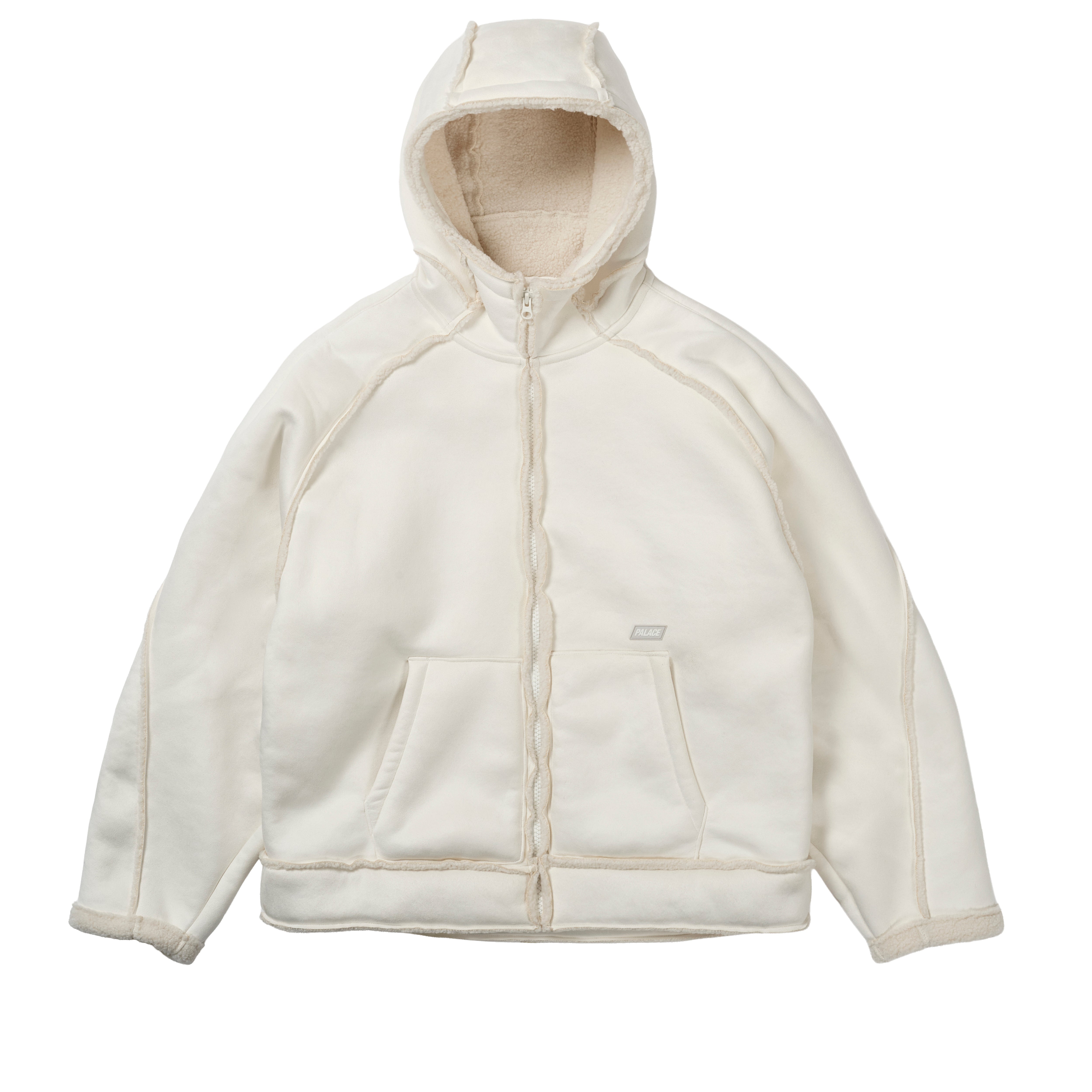 SHERPA FAUX SUEDE HOODED JACKET WHITE