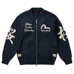 PALACE EVISU ZIP THROUGH CHUNKY KNIT INDIGO
